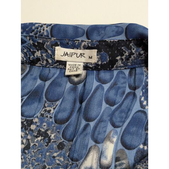 Jaipur womens blouse sz M Pleated in sections VGUC semi sheer Poly see measure - Picture 2 of 10